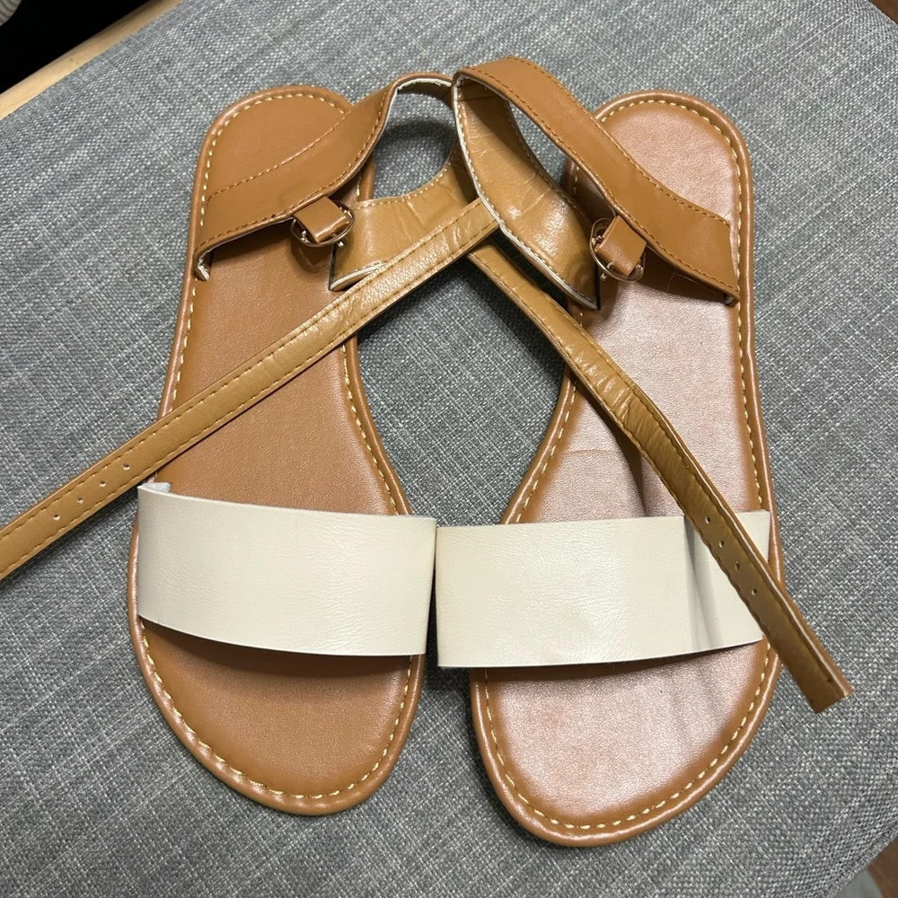 Shein Strappy Tan & Cream Sandals